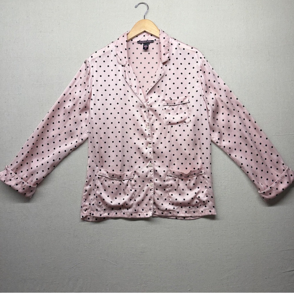 Victoria's Secret Pink Polka Dot 100% Mulberry Silk Pajama Set Top Pants M - Picture 3 of 16